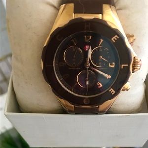 Brown & gold detailed Michele watch. Used✨✨